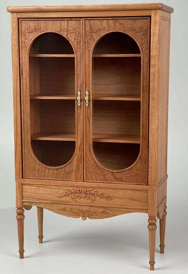 ミニチュア 1/6スケール 木製 レリーフ付 高級食器棚 コレクションケース ミニチュア 1/6スケール 木製 レリーフ付 高級食器棚 コレクションケース