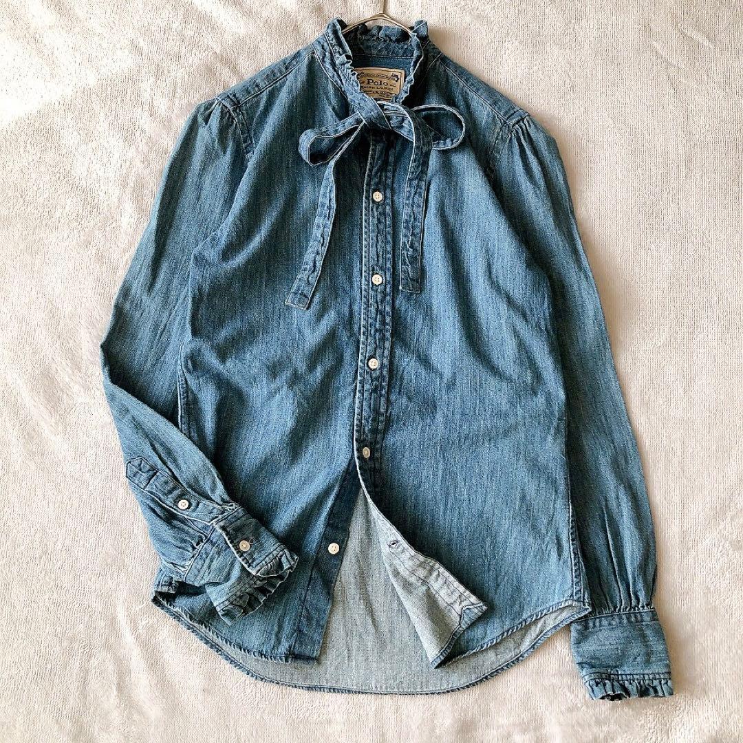 【希少サイズ】Polo Ralph Lauren デニムシャツ ボウタイ