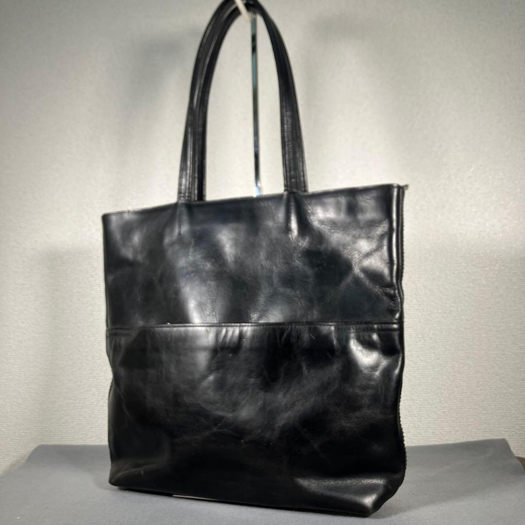 アニアリ トートバッグ 肩掛け レザー 上質 ビジネス A4/PC収納 ブラック