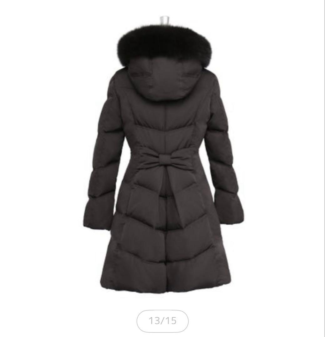 【新品未使用】ファー付きブラックダウンジャケットリボン