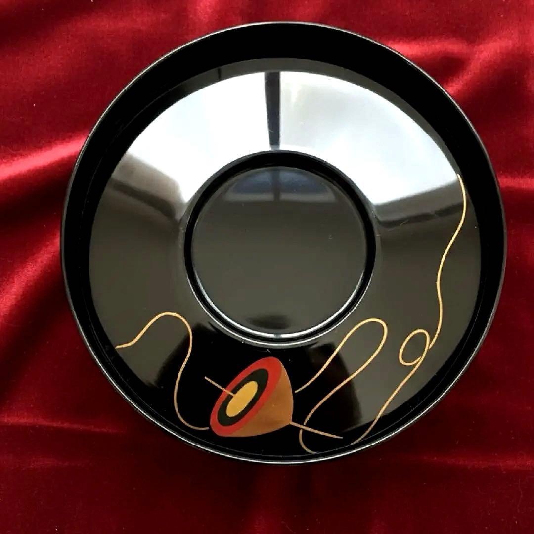 時代物】金沢漆器 能作謹製 独楽蒔絵 千筋吸物椀×5客セット縁起物 民藝