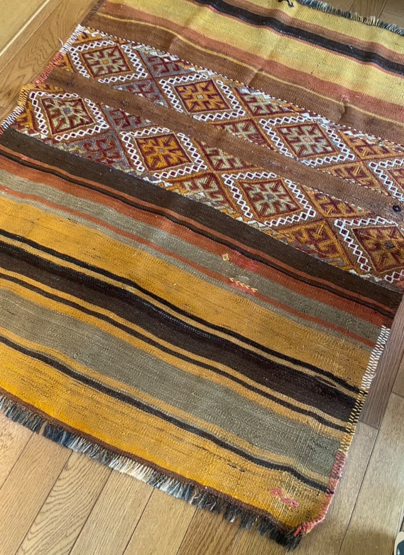 キリムラグ ヴィンテージラグ オレンジ イエロー ブラウン