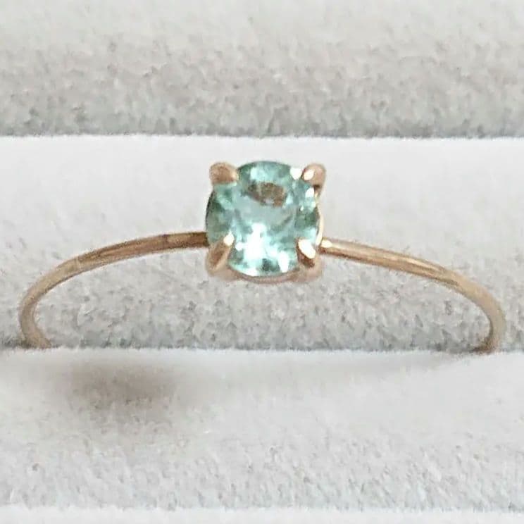 k10イエローゴールド ミントグリーンアパタイト リング 13号 10金 華奢