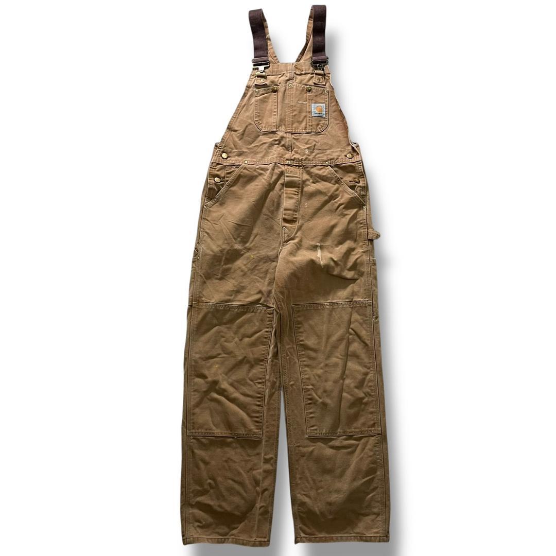 80s USA製 カーハート ダブルニー フェード オーバーオール ビンテージ