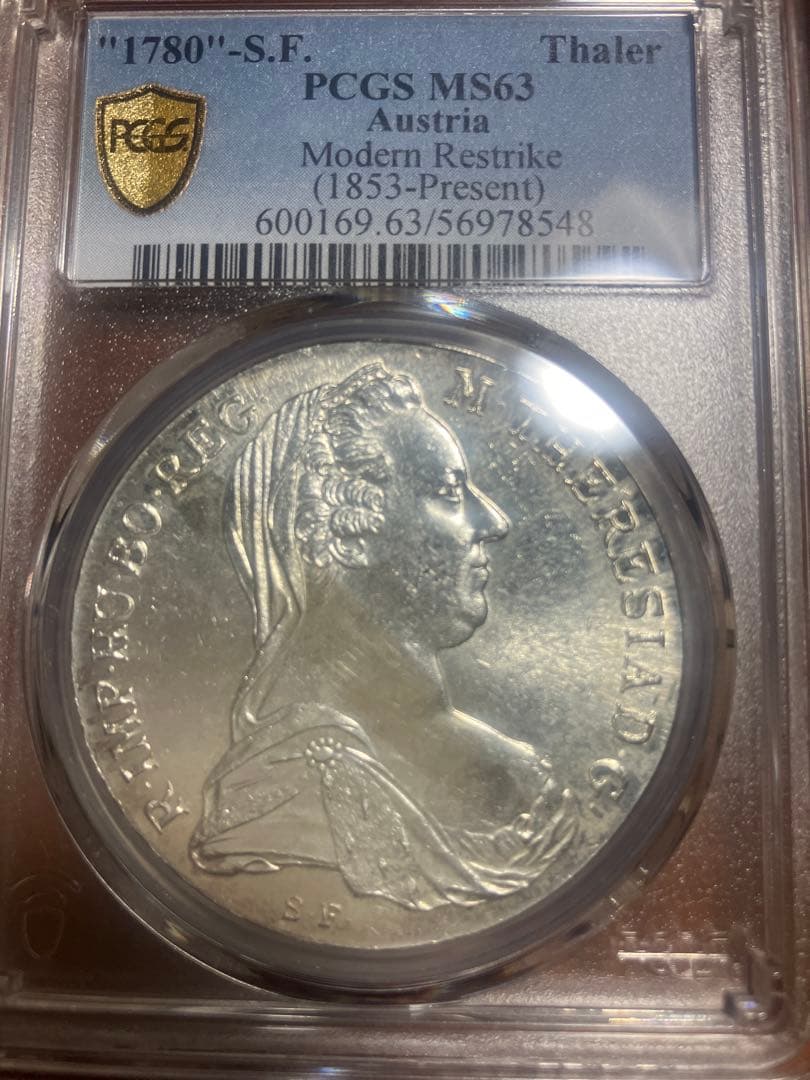 1780年 オーストリア モダンリストライク PCGS MS63
