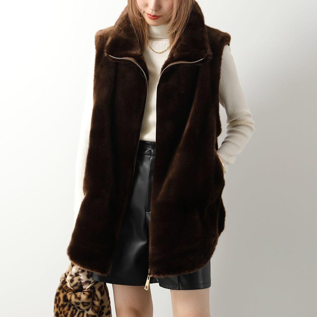 a point etc アポワンウテセ エコファーベスト ジップアップ ブラウン