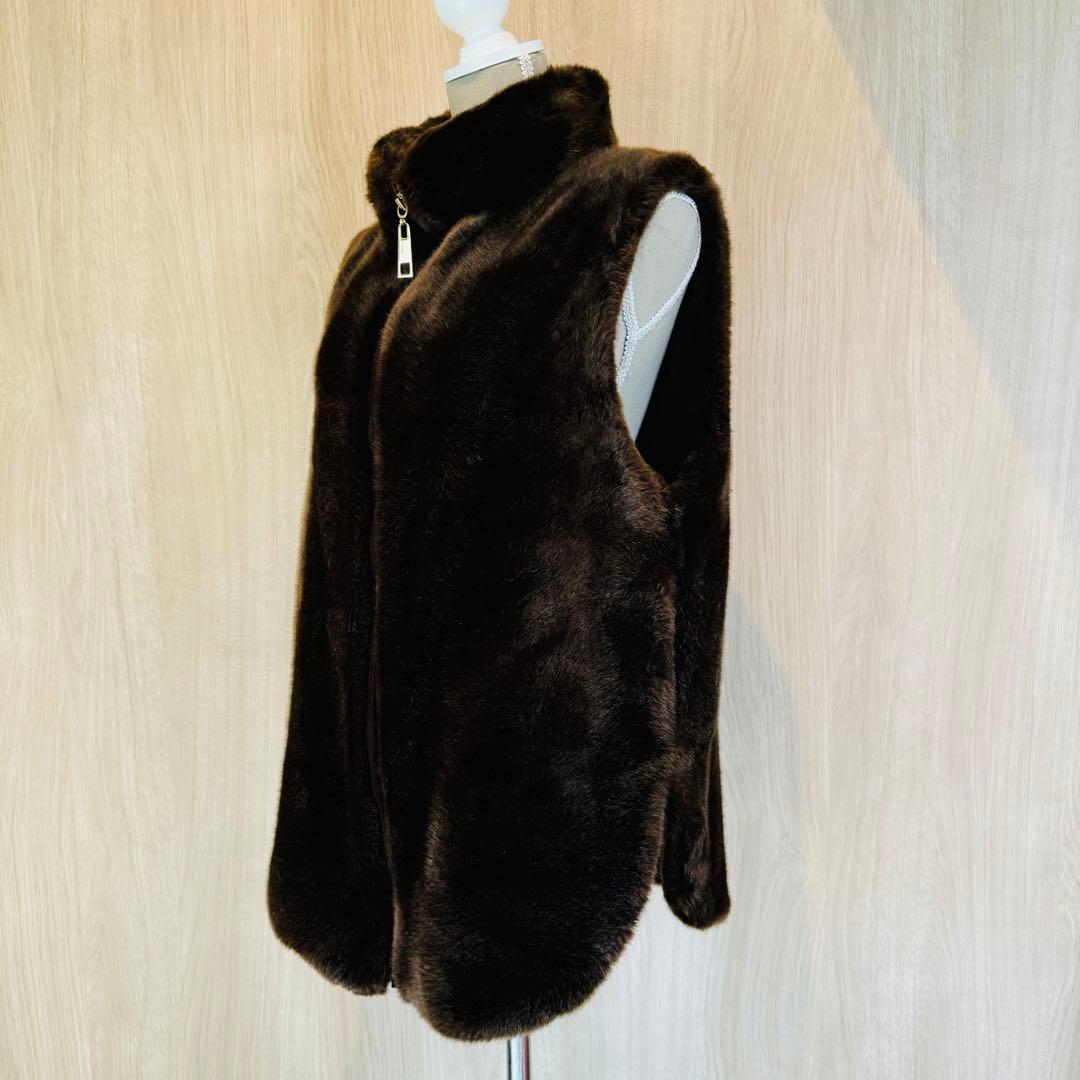 a point etc アポワンウテセ エコファーベスト ジップアップ ブラウン