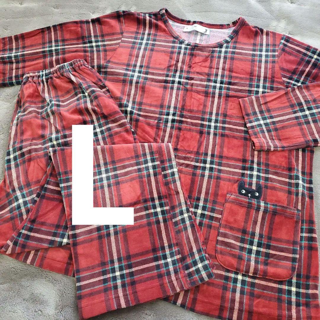 ASUKO MATANO 赤系チェック柄パジャマ(L)ルームウェア マタノアツコ