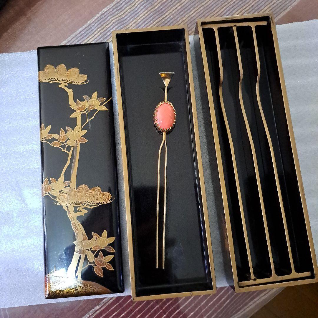 Jun  お値下げ中　　古美術　江戸中　装飾品箱　かんざし箱　極上金彩