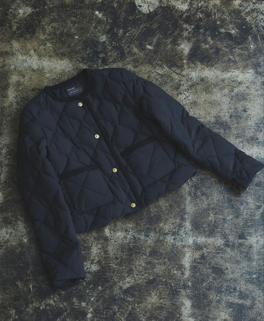 TAION×anuans】ノーカラーキルティングショートダウン 新品ネイビー