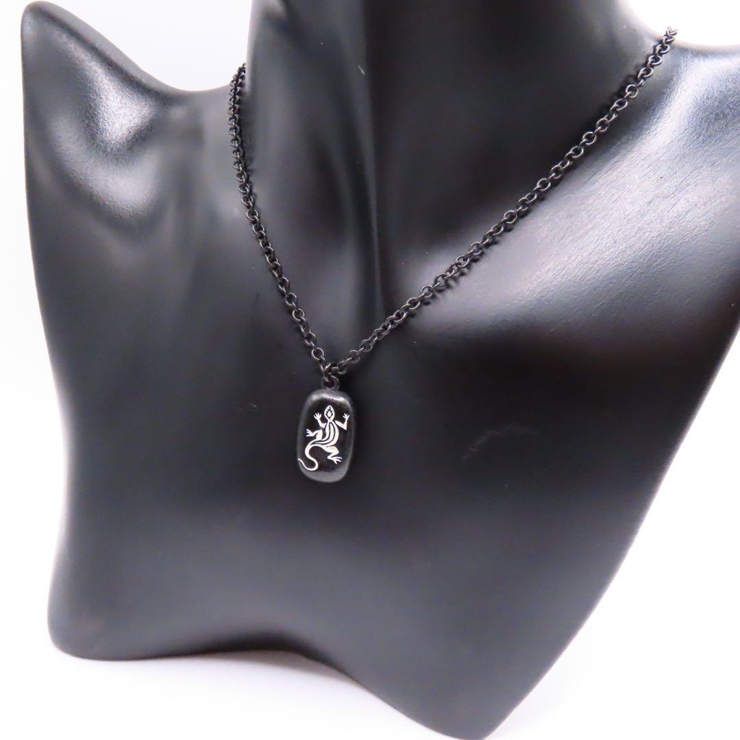 agnesb アニエスベー ネックレス ブラック レザール トカゲ - メルカリ