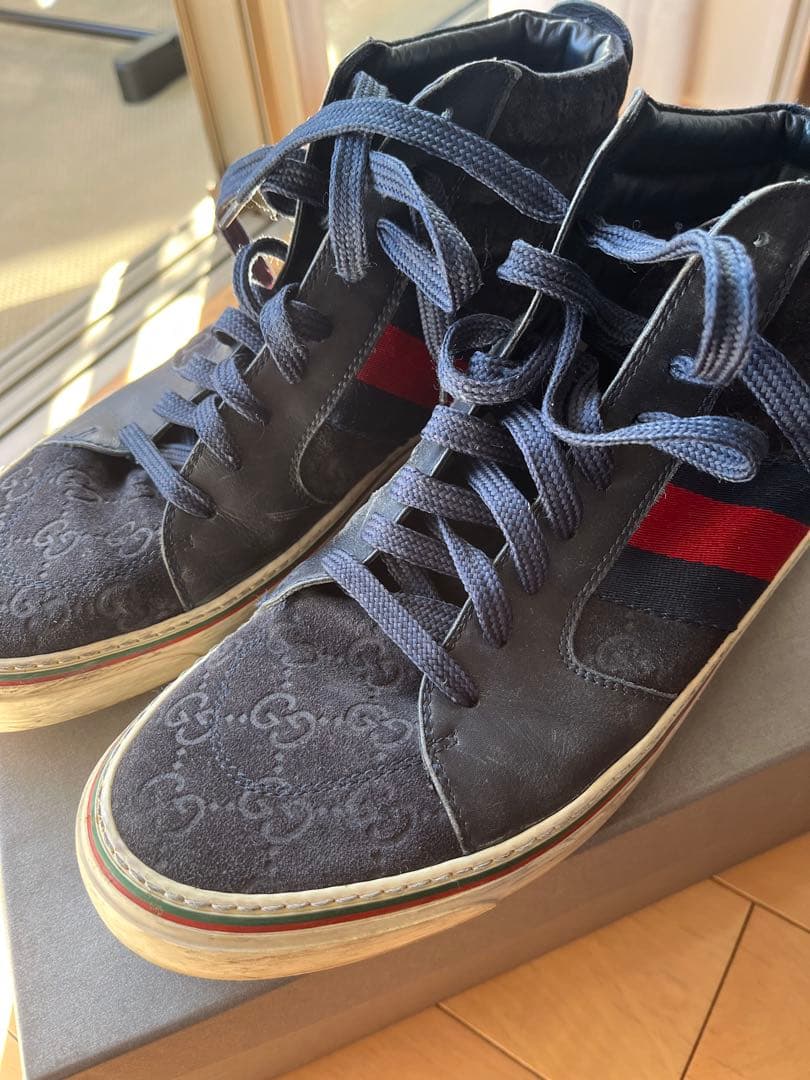 Gucci ネイビー レッド ハイカットスニーカー