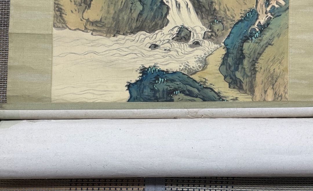岸浪柳渓筆 絹本肉筆 亭泉松石 青緑山水 掛軸 送料込み251012 - メルカリ