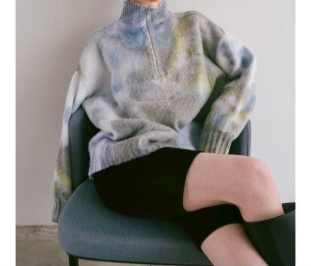 フラワープリントハーフジップニット　sahara