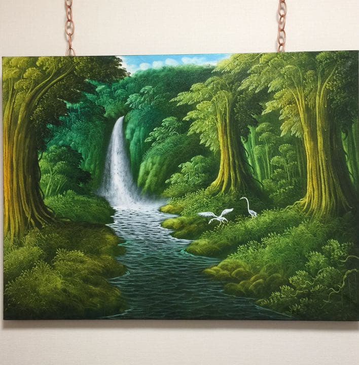 絵画バリ島 No.0307 楽天市場】バリ絵画 鳥の絵 小鳥2羽 白サギ W80×H60cm ブンゴセカン