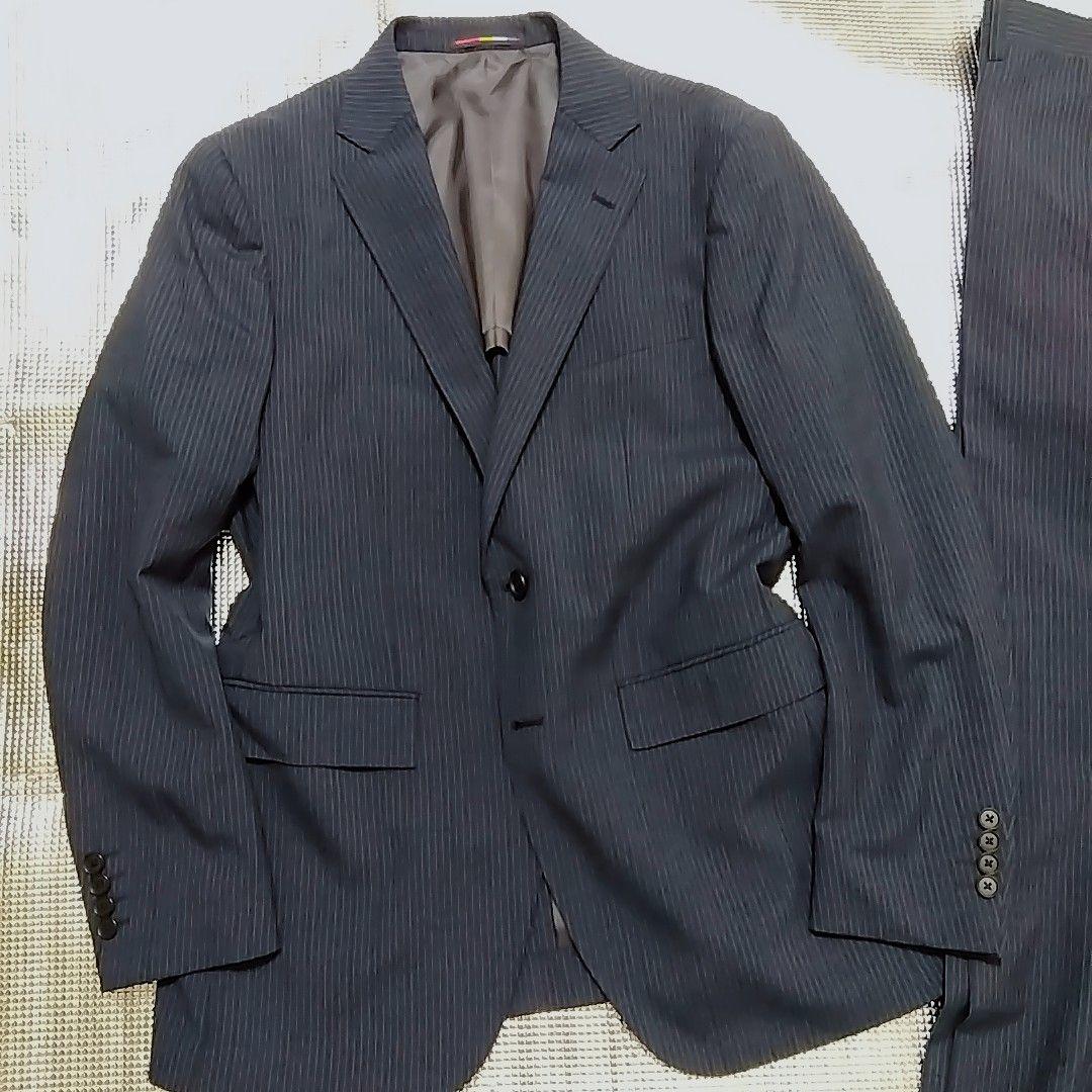 美品 ORIHICA オリヒカ ネイビー ストライプ セットアップ スーツ M