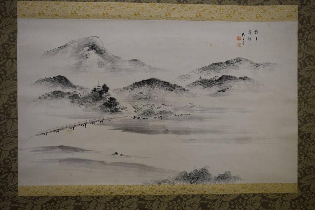 真作/毛利梅友/鴨東新緑之図/桐共箱付/布袋屋掛軸HE-525 - メルカリ