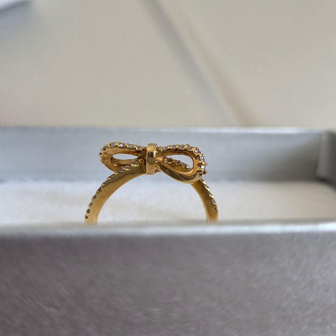 ち*こ様 K18　YG　リボンリング　ダイヤモンド　チャーミータナカ　0.21c