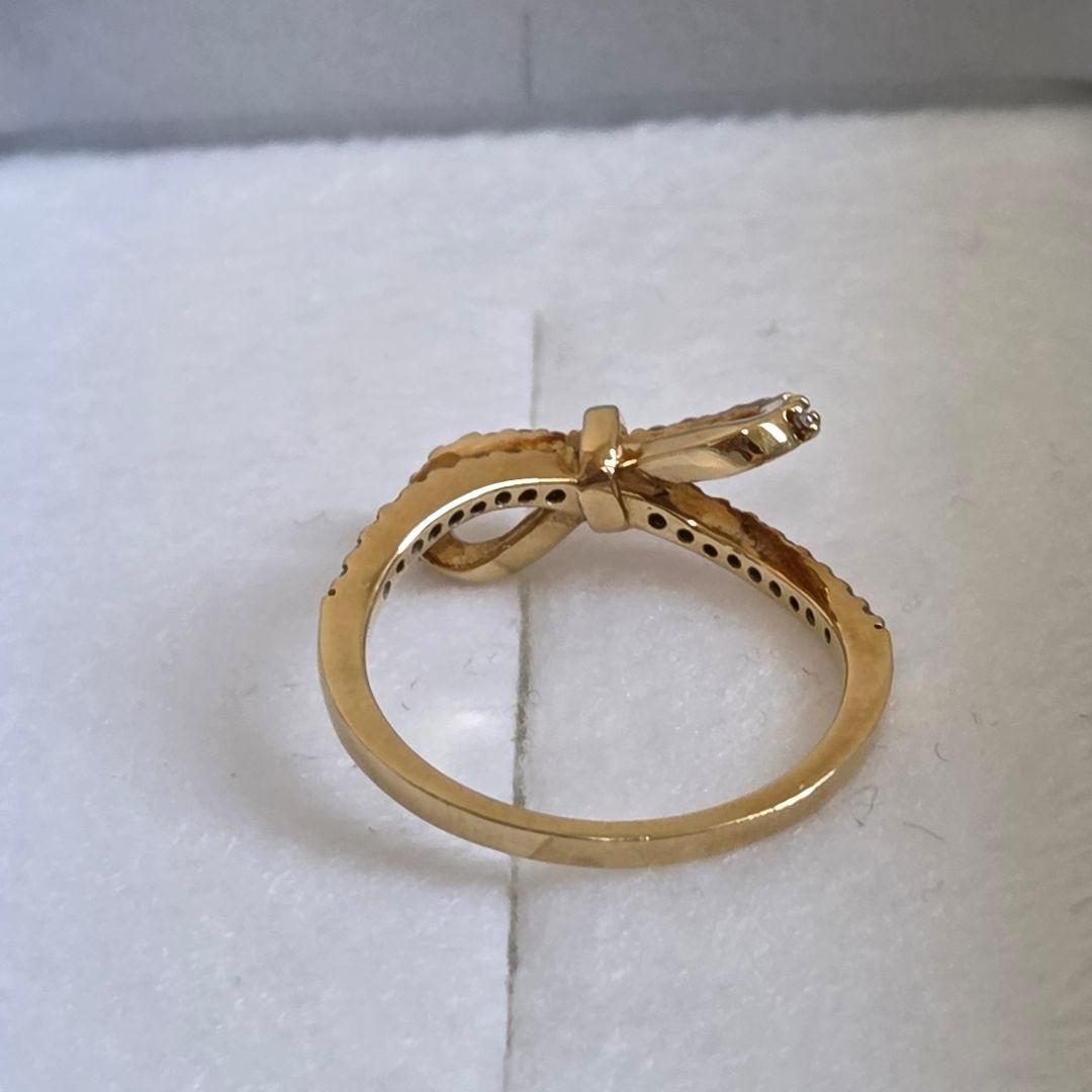 ち*こ様 K18　YG　リボンリング　ダイヤモンド　チャーミータナカ　0.21c