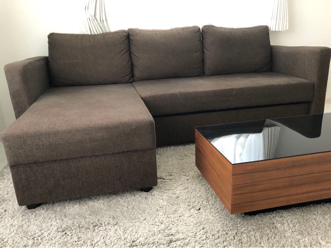 【取扱説明書あり】ニトリ カウチソファベッド ノアーク ブラウン L字