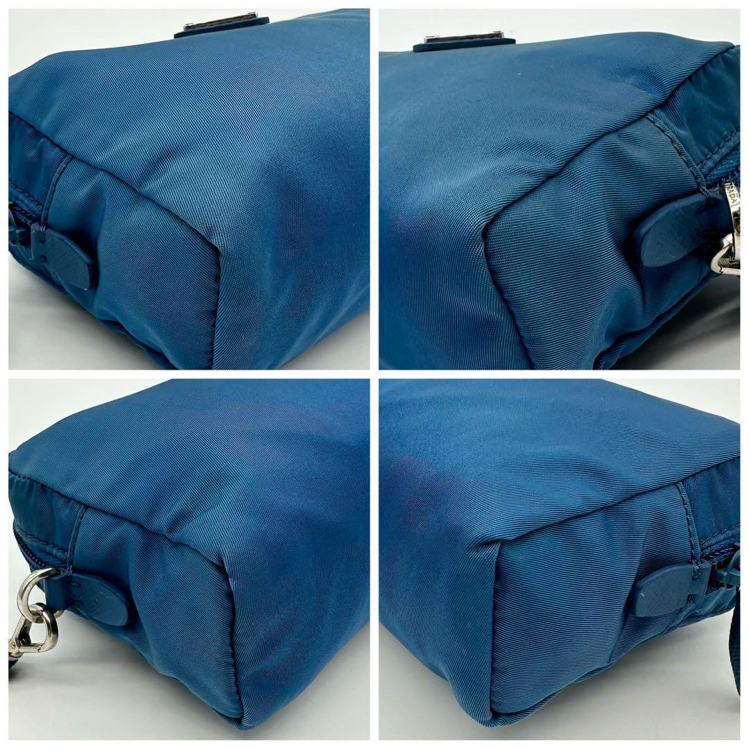 PRADA プラダ テスート ナイロン ポーチ 青 ダークブルー 三角ロゴ