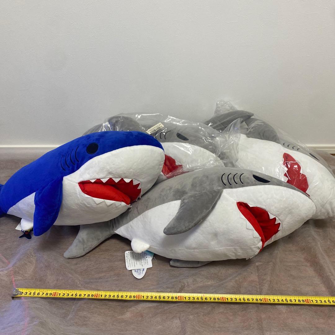 BIG サメのぬいぐるみ 約70cm 青と灰色