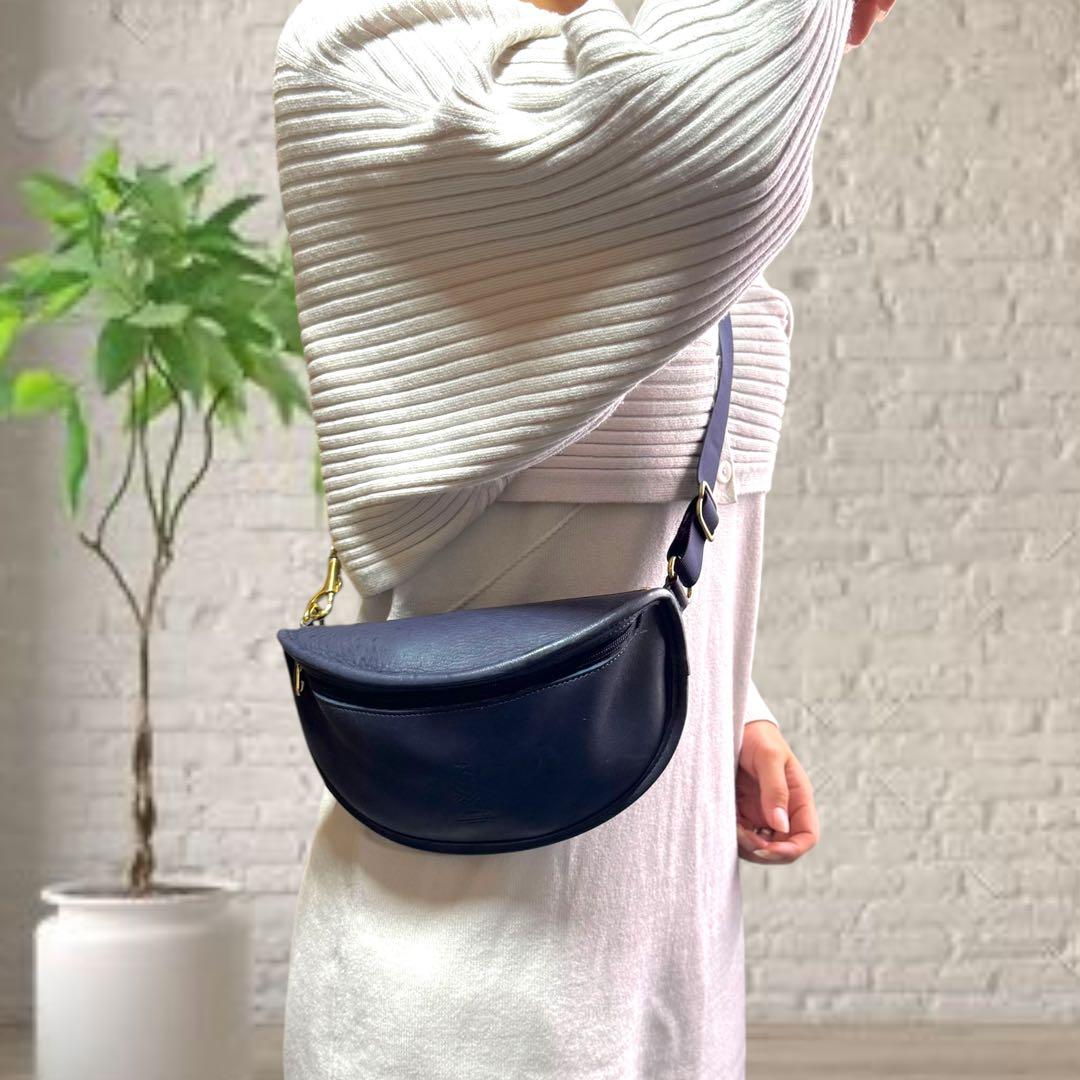 オールドコーチ 0987 ショルダーバッグ アトランタ 三日月 レザー 紺色