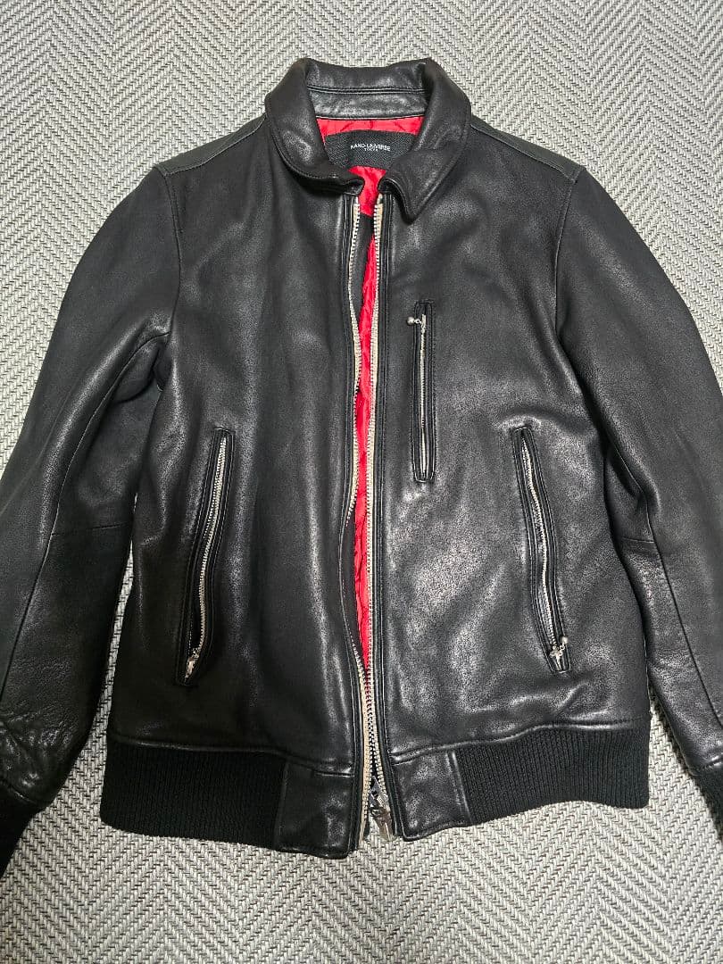 nano universe ブラックレザーシングルライダース　ナノユニバース バンドカラーレザーシングルライダースジャケット | NANO universe