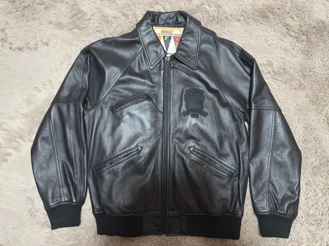 AVIREX ブラックレザージャケット Lサイズ 羊革 AVIREX（アヴィレックス） アビレックス ジャケット メンズ A-2