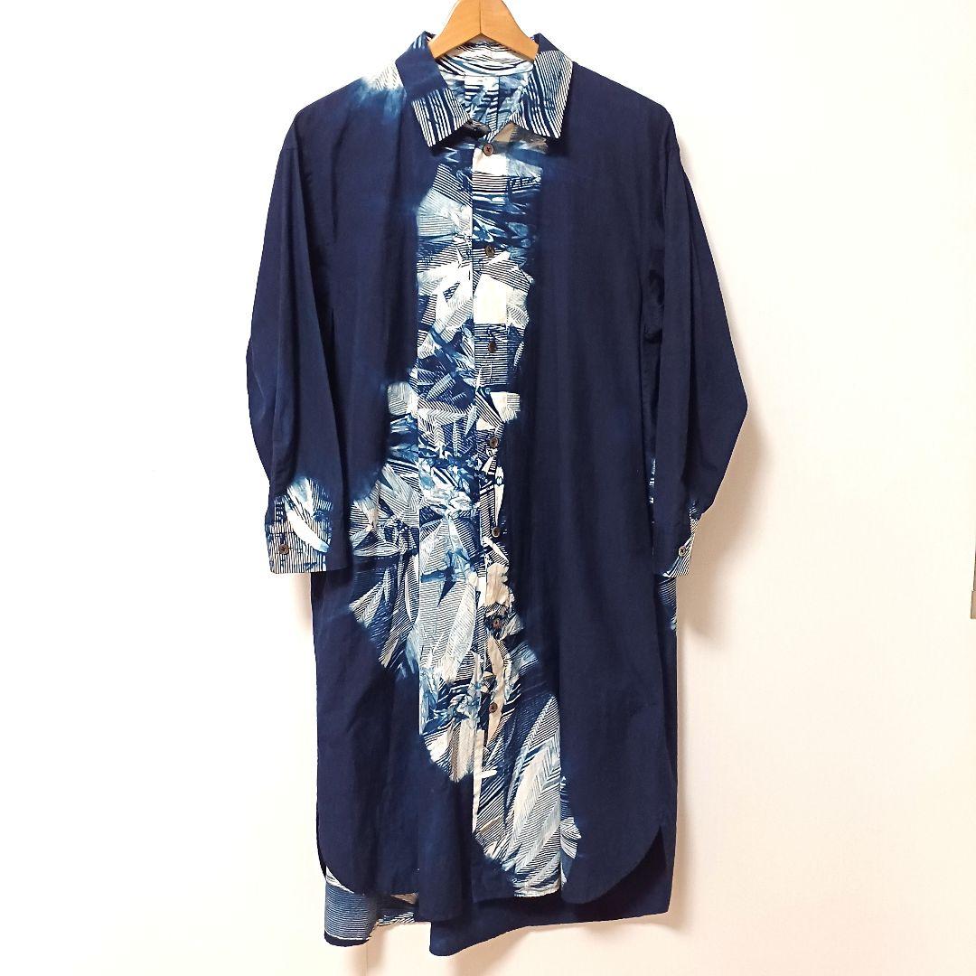 壺草苑　藍染め　ロングシャツブラウス　シャツワンピース 壺草苑の商品一覧 | ライトアップオンラインストア