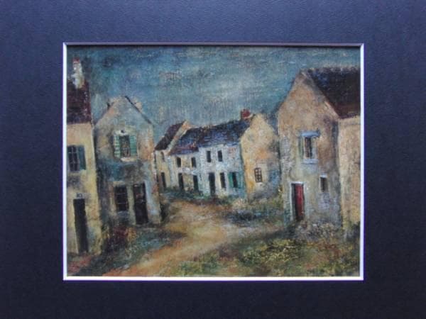 佐伯　米子 、パリ郊外モラン風景、希少な額装用画集より、新品高級額、額装付