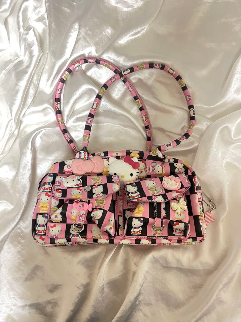 ハローキティ チェック柄 ハンドバッグ Y2K 平成ギャル - メルカリ
