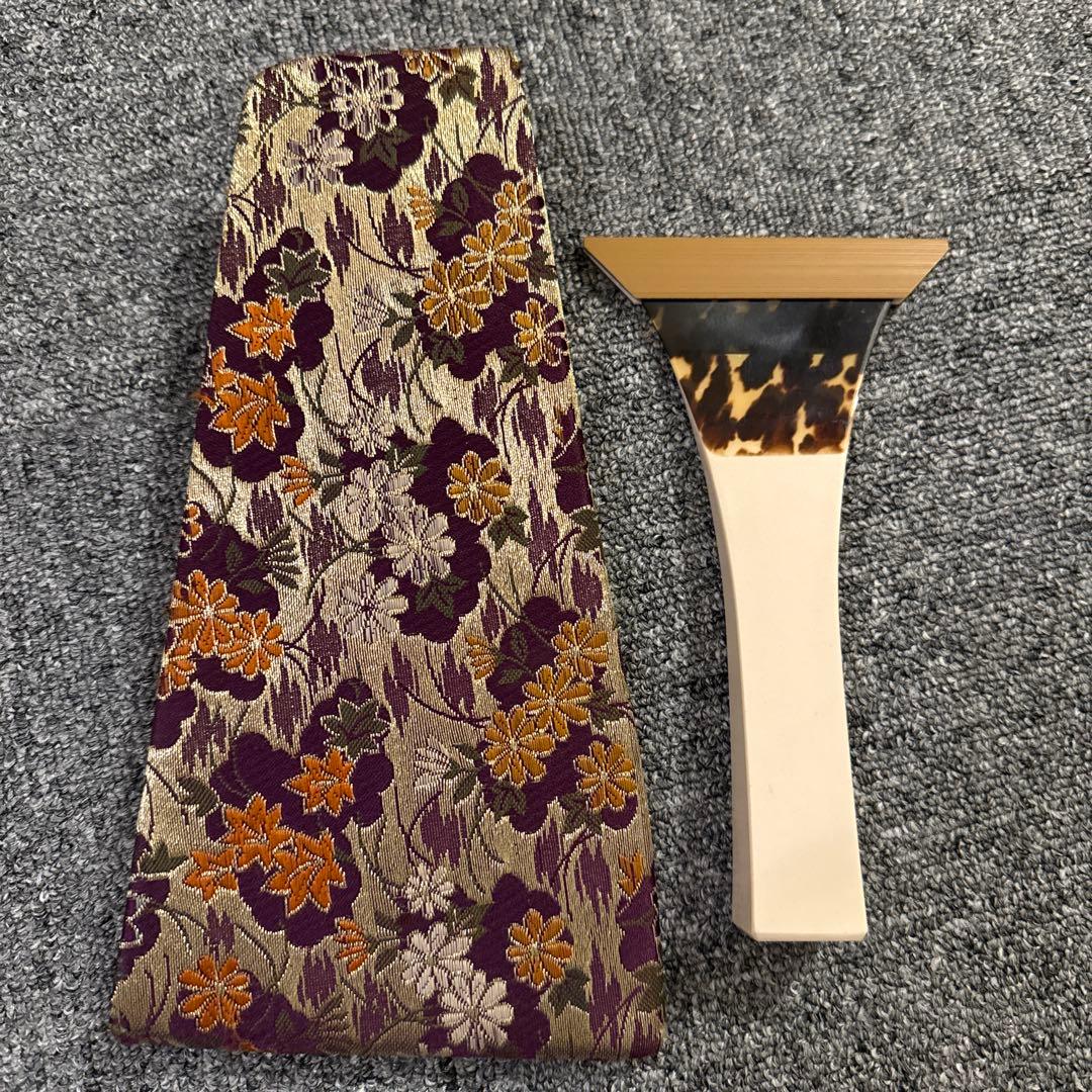 三味線バチ 花柄布地ケース付き