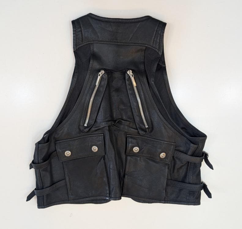 REDMOON WORKS レザーベスト 山羊革 多ポケット 黒 ブラック