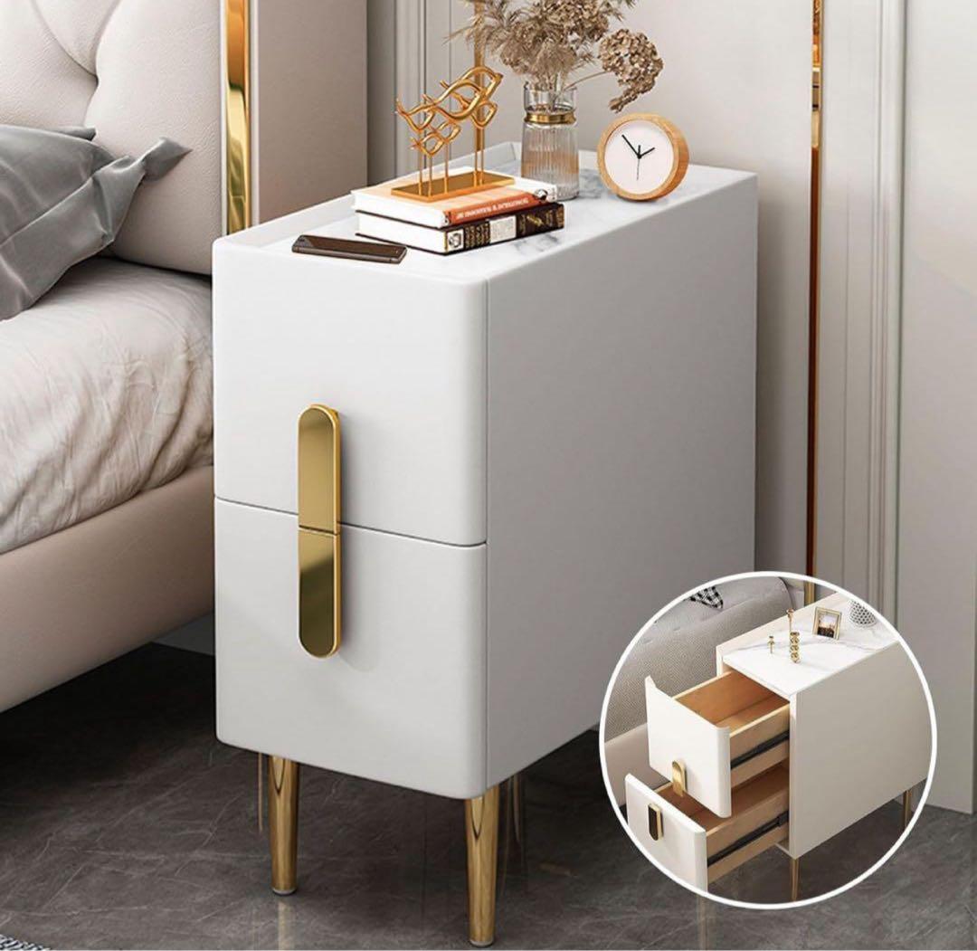 ナイトテーブル 二段引き出 ベッドサイドテーブル し取り付け不要 大容量