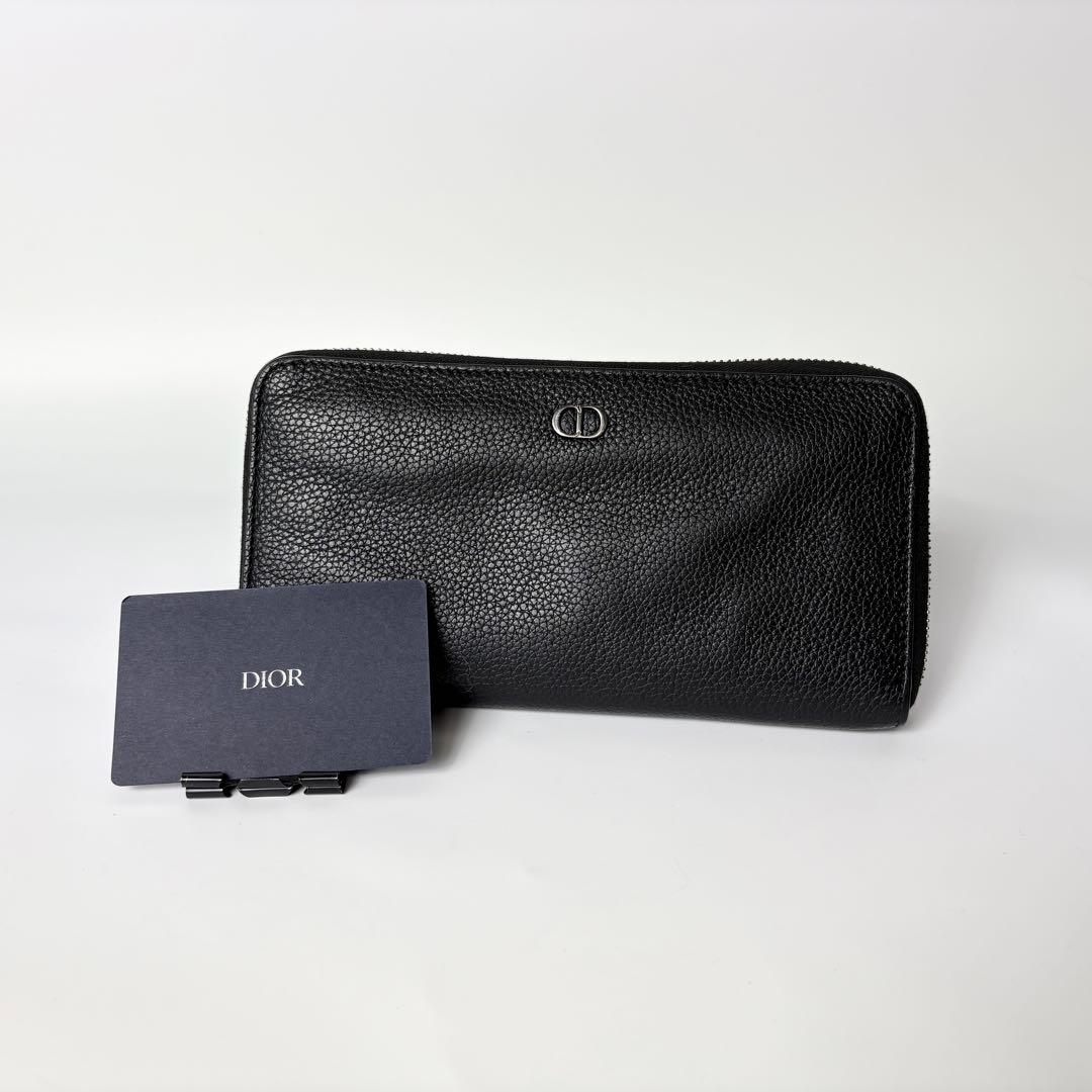 ディオール　CDアイコン　ロングジップウォレット　グレインドカーフスキン長財布.