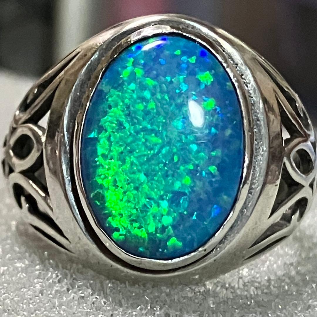 オパール SILVER 925 指輪 シルバーリング 17号