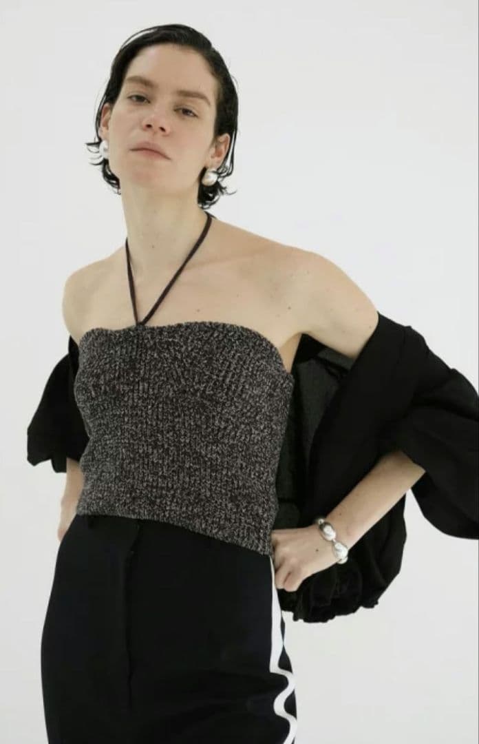 トップス CLANE HEATHER COTTON KNIT TUBETOP