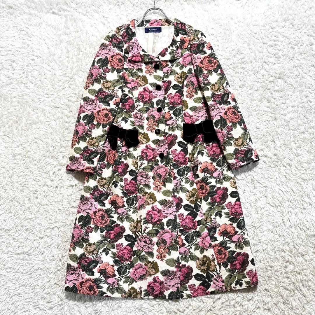 美品】 エムズグレイシー ワンピース ジャガード ベロアリボン - メルカリ