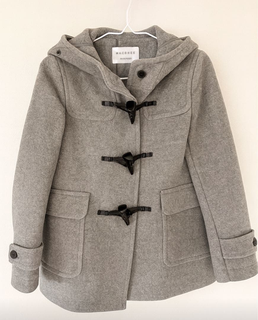 ウールダッフルコート レディースM グレー トグル本革 マカフィー