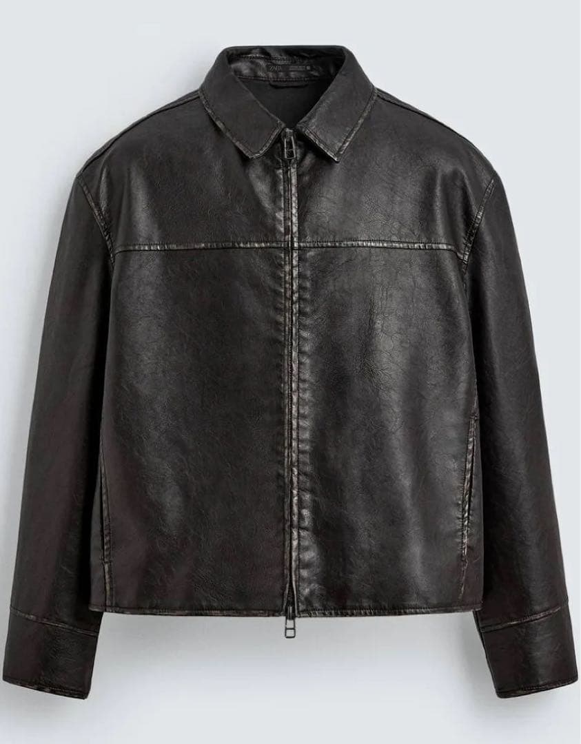 ZARA ウォッシュド フェイクレザー ジャケット - メルカリ