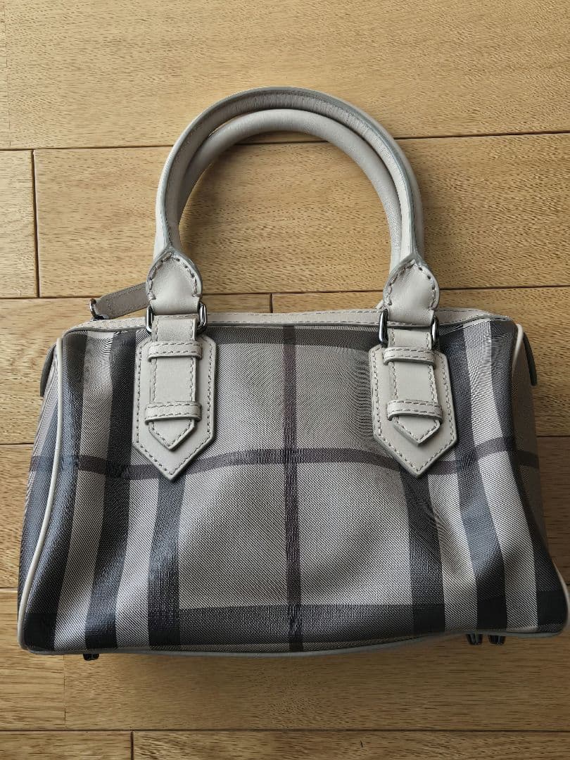 バーバリー　グレー チェック　ミニ　ボストンバッグ