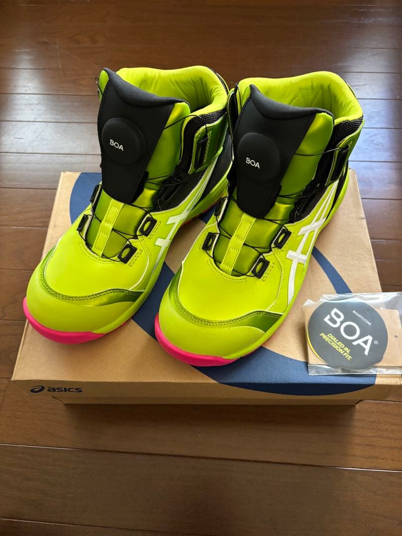 アシックス CP304 BOA安全靴 　ネオンライム×ホワイト　限定カラー