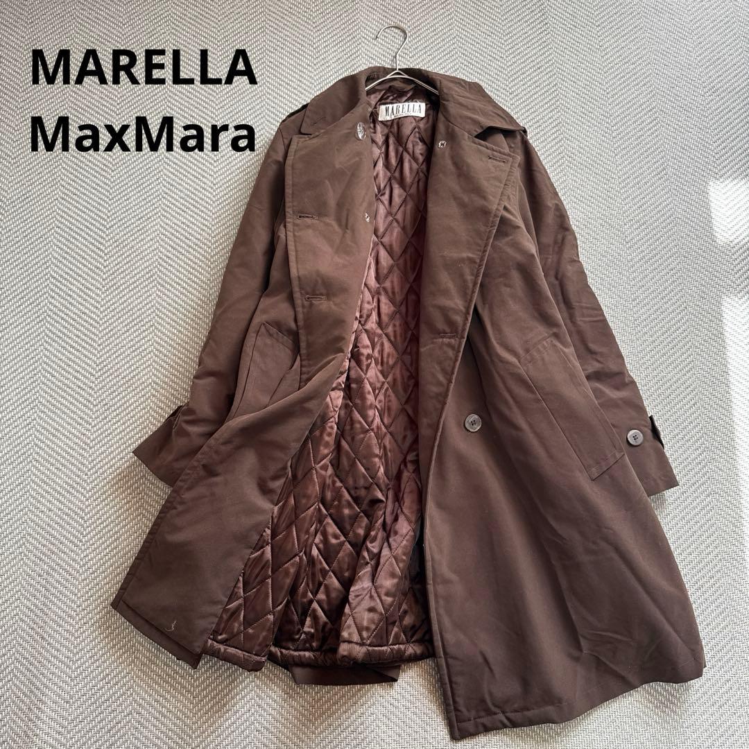 美品 MARELLA MaxMara キルティングインナーコート ブラウン 40