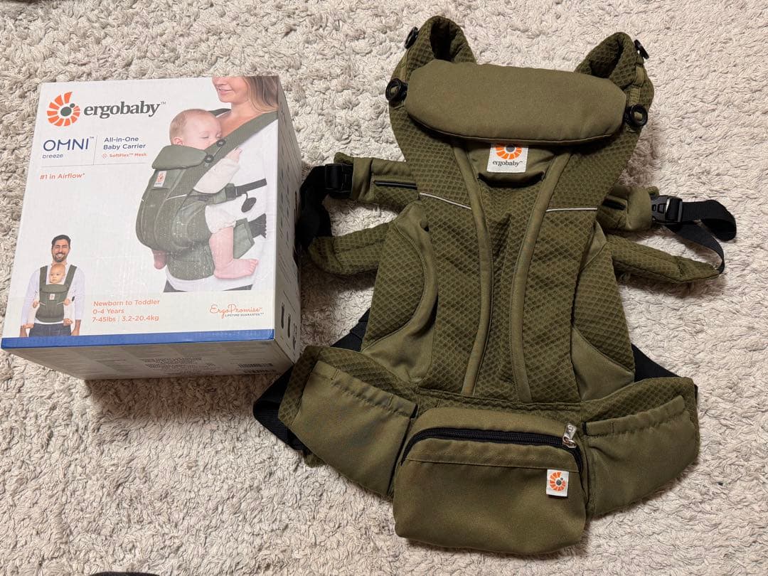 【美品】ergobaby OMNI Breeze 抱っこ紐 オリーブグリーン