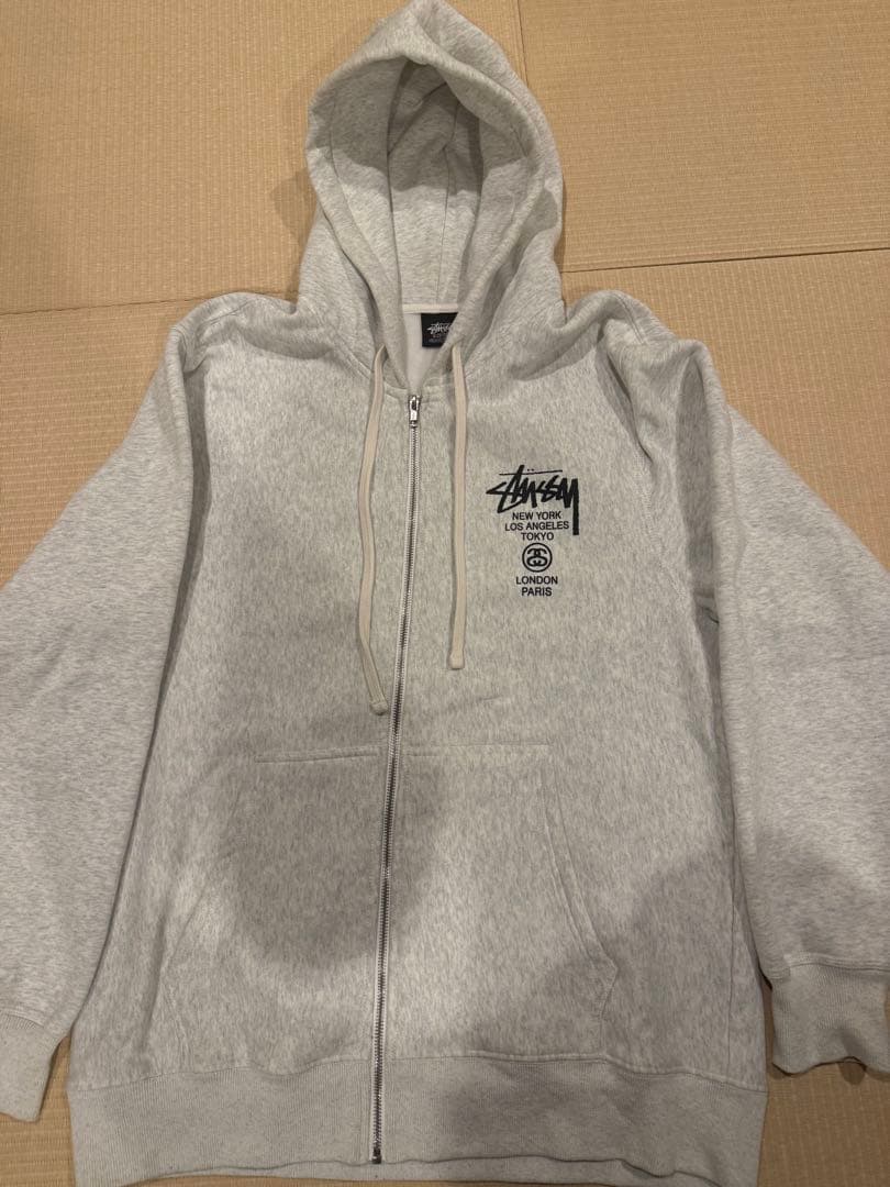Stussy グレー フリースパーカー