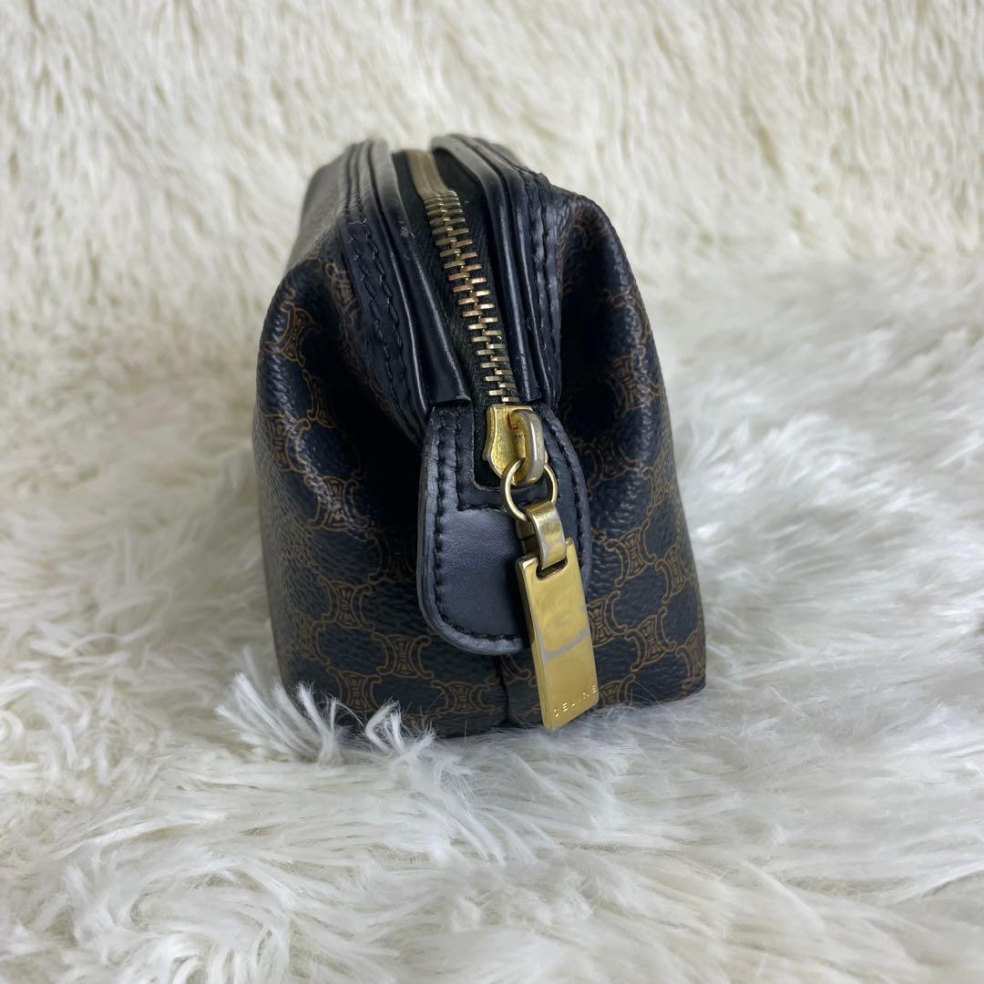 CELINE セリーヌ 黒マカダム ポーチ トリオンフ PVC 化粧ポーチ