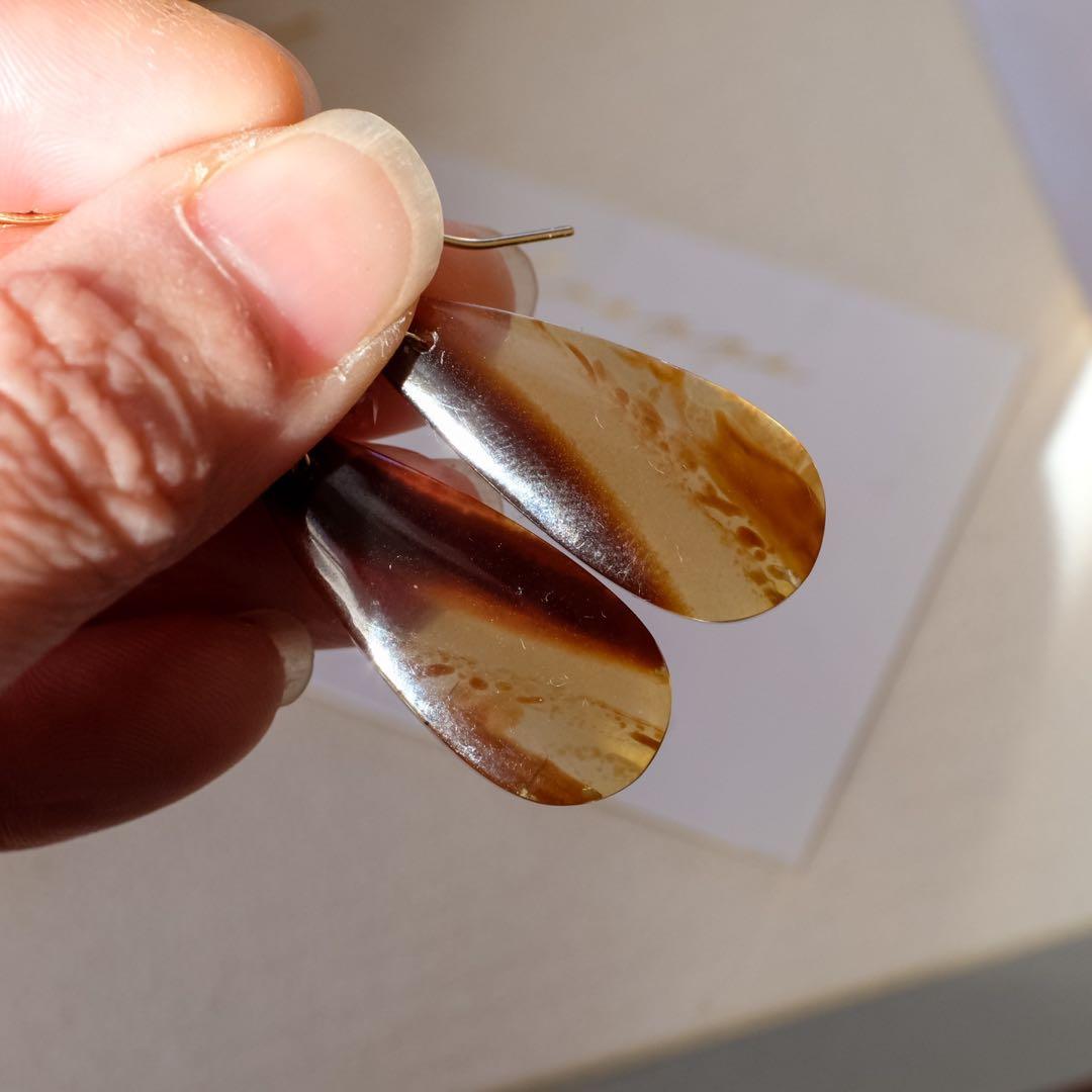 ハニーフラット 様専用♦︎14kgfブルーアンバーピアス/イヤリング