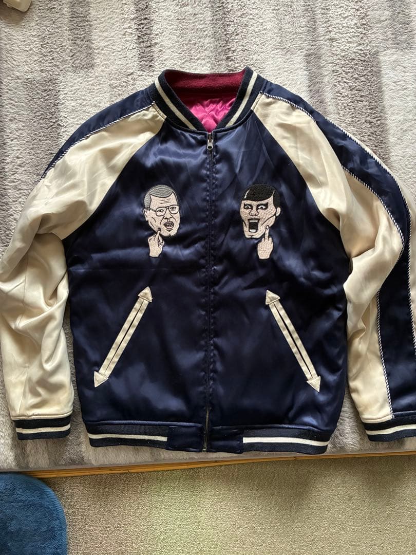 服*n様 パンクドランカーズ PDS×くっきー スカジャン ネイビー エンジ L