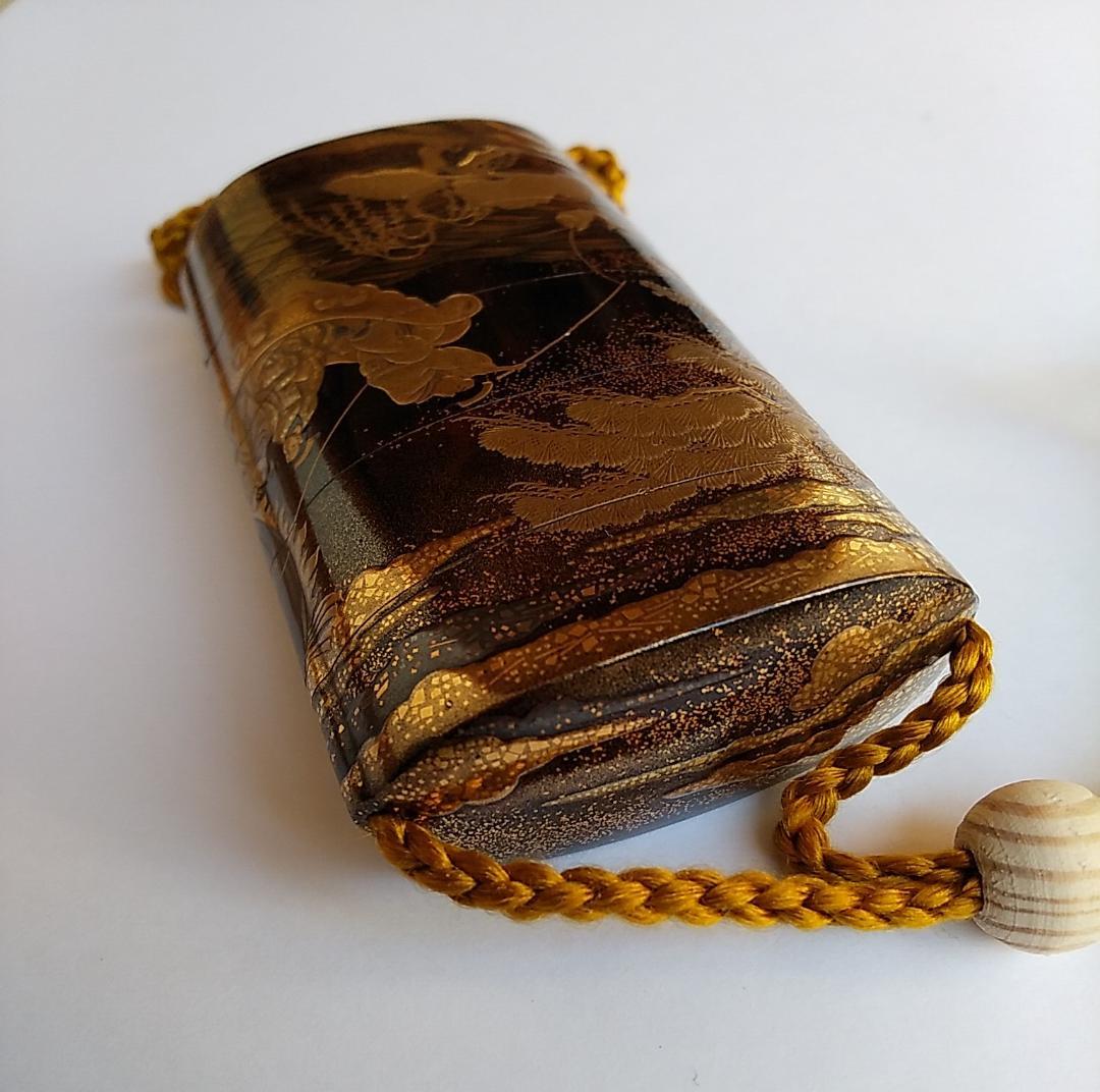 金地船人物高蒔絵印籠 梶川文龍斎作（江戸時代・美術館展示クラス